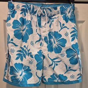 Tropical Blue Floral Swim Shorts